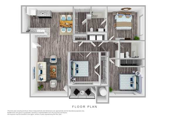 A floor plan of a house with a kitchen, living room, dining room, and bathroom.
