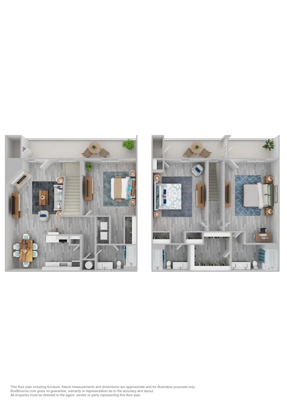 A floor plan of a house with two bedrooms, a living room, a kitchen, and a bathroom.