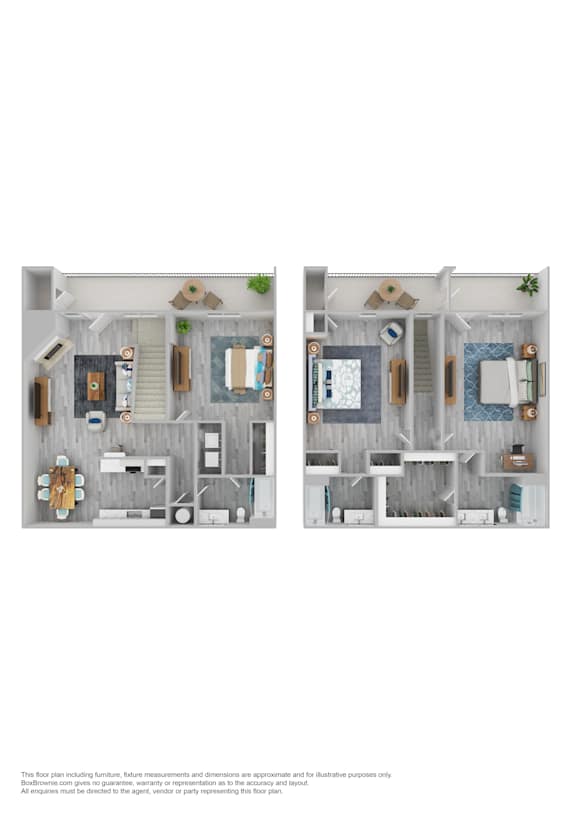 A floor plan of a house with a living room, dining room, kitchen, and two bedrooms.