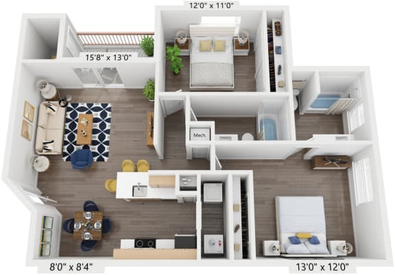 Twelve Oaks B2 3D Floor Plan