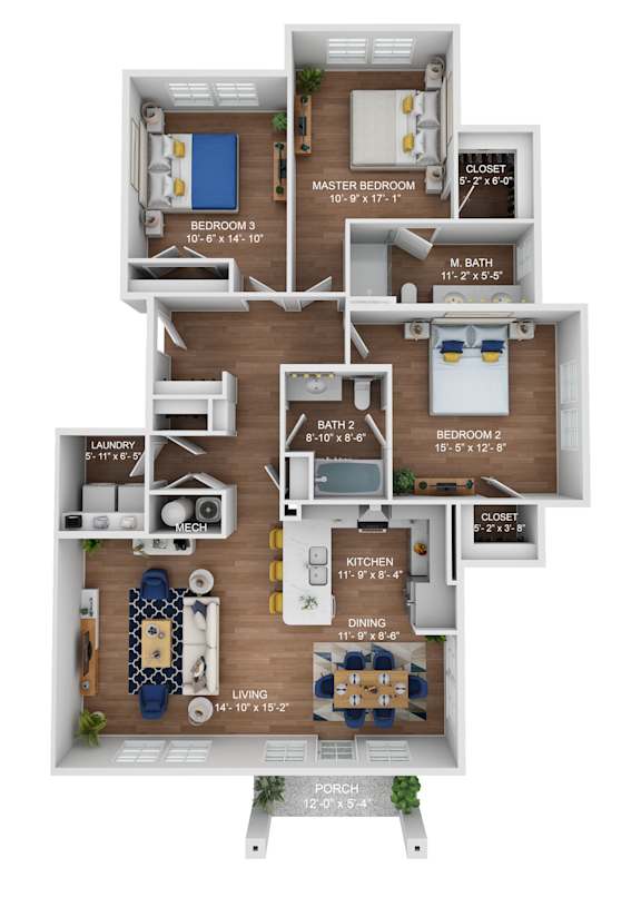 a floor plan of a house with a wooden floor