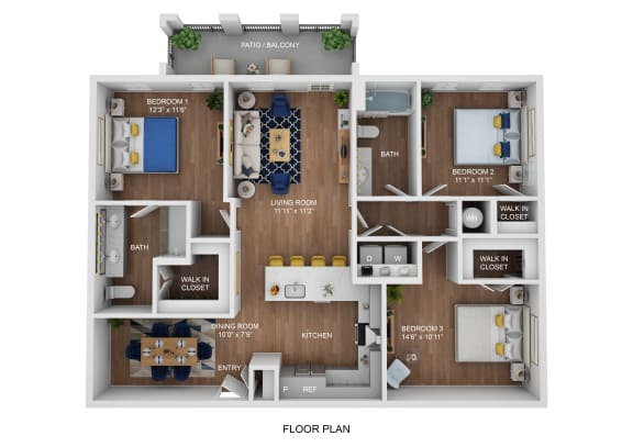 a 3 bedroom floor plan of a 2100 sq ft