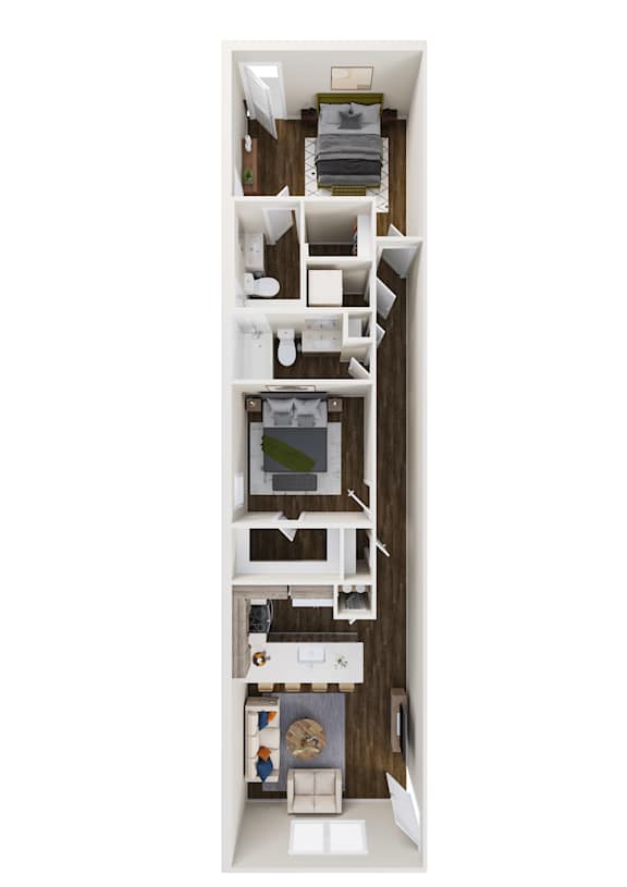 a floor plan of a house with a bedroom and a living room