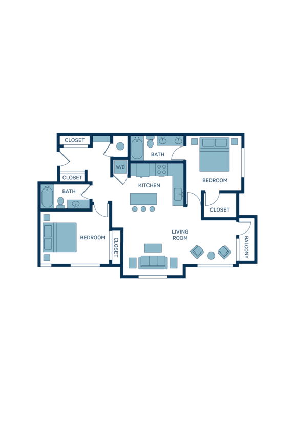 a floor plan of a home with two bedrooms and two baths