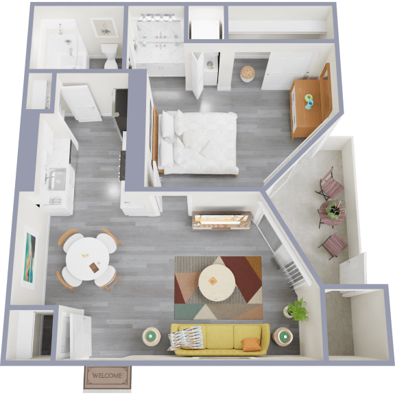 a top down view of our 1 bedroom apartment at princeton court apartments in dallas
