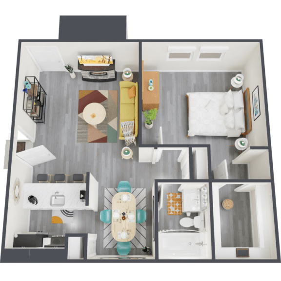 a floor plan of a 1 bedroom apartment