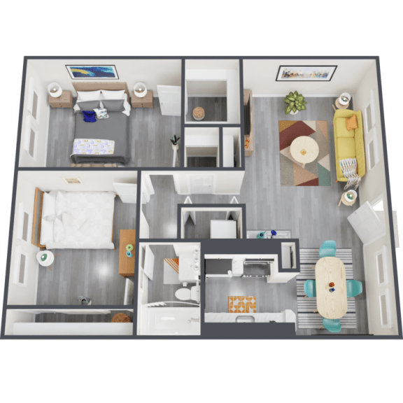 an overhead view of our 1 bedroom apartment at princeton court apartments in dallas