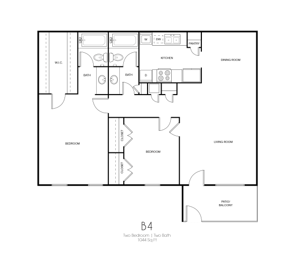 this floor plan is an approximation of our B4- 2 bedroom floor plan