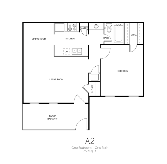 this floor plan is an approximation of our A2- 1 bedroom floor plan