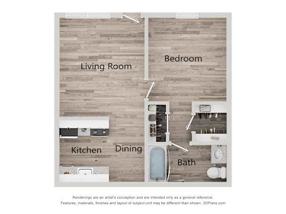 A diagram of a house layout with labeled rooms.