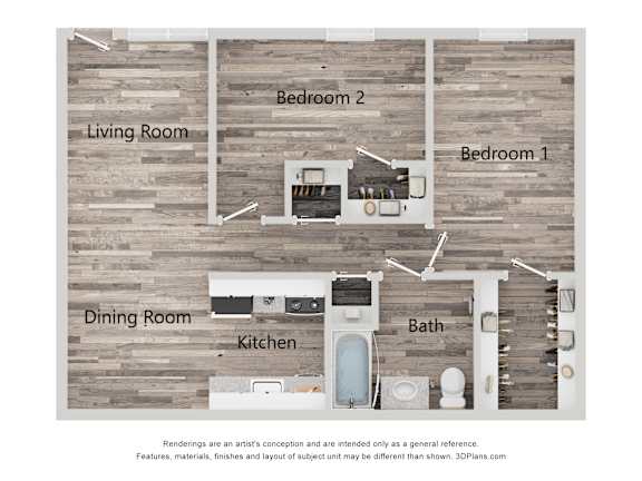 A diagram of a house layout with labeled rooms.