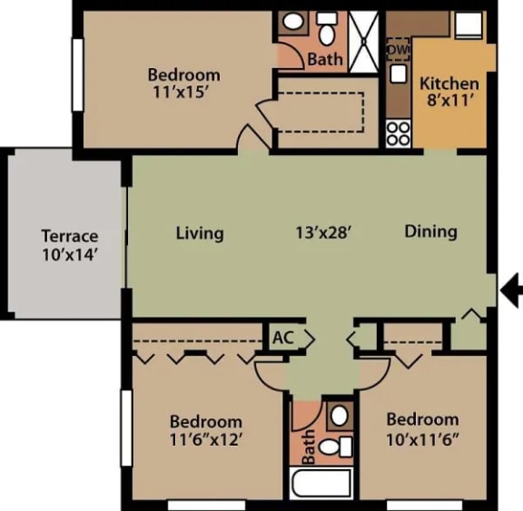 a floor plan of a house with a kitchen and a living room