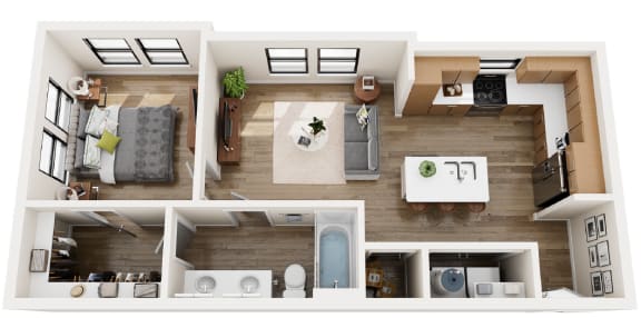 a 3d rendering of the living room of a 2100 sq ft house