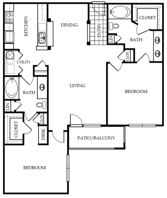 A black and white floor plan of a house with labeled rooms.