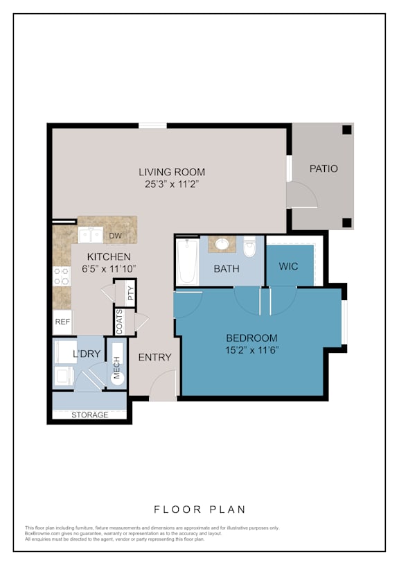A floor plan of a house with a living room, kitchen, bathroom, and bedroom.