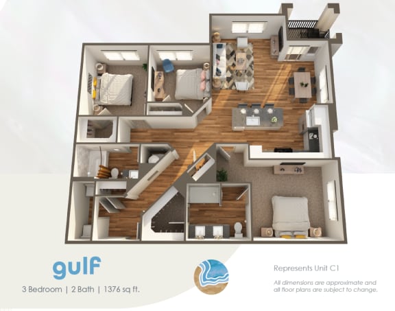 typical floor plan of a 3 bedroom 1 bath apartment