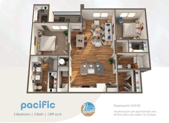 typical floor plan of a 2 bedroom 1 bath apartment