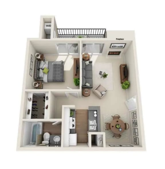a bedroom floorplan of a 1 bedroom 1190 sq ft apartment