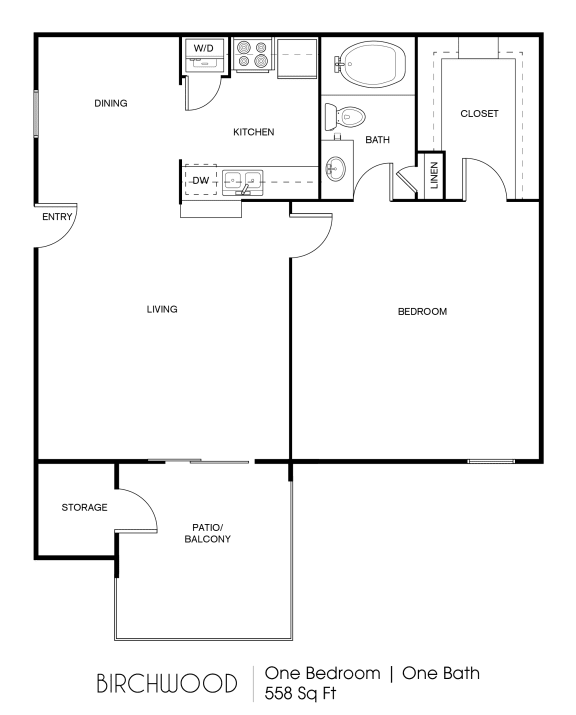 floor plan of the one bedroom one bathroom floor plan  apartments 1928