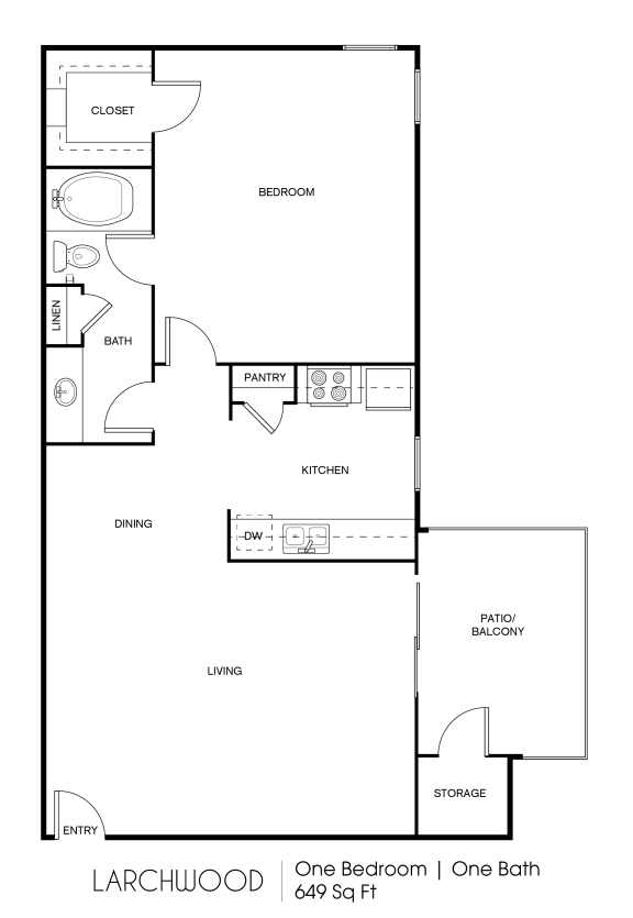 floor plan of the one bedroom one bathroom floor plan with roommates