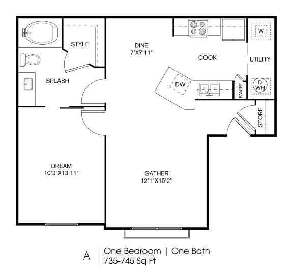 a floor plan of a small house with a bedroom and a living room