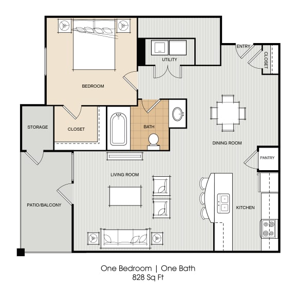 a floor plan of one bedroom one bathroom and a closet