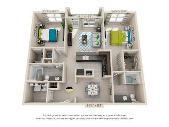 A 3D floor plan of a house with dimensions and a disclaimer at the bottom.