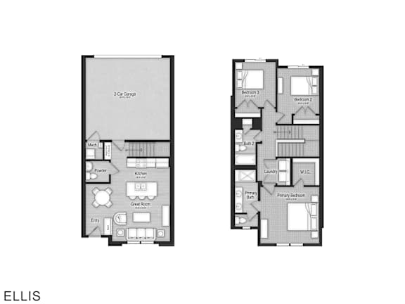 A floor plan of a two bedroom apartment.