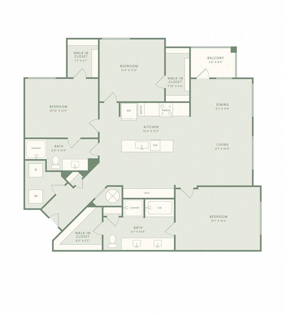 A floor plan of a house with a balcony and a dining room.
