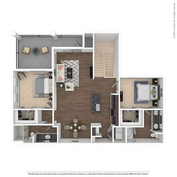 A floor plan of a house with a kitchen, living room, dining room, and bedrooms.