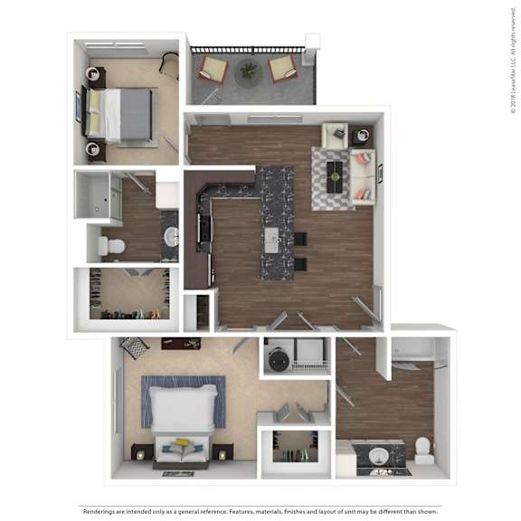 A floor plan of a small apartment with a kitchen, living room, and bedroom.