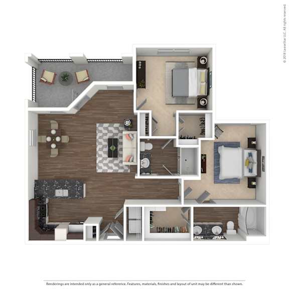 A floor plan of a house with a kitchen, living room, dining room, and bedrooms.