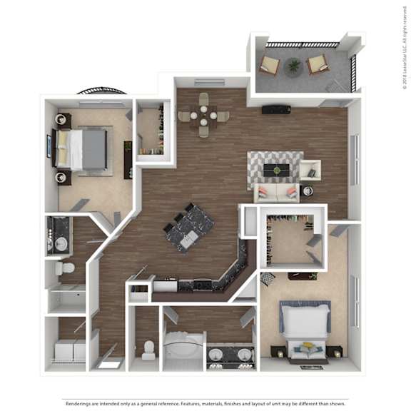 A floor plan of a house with a kitchen, living room, and two bedrooms.