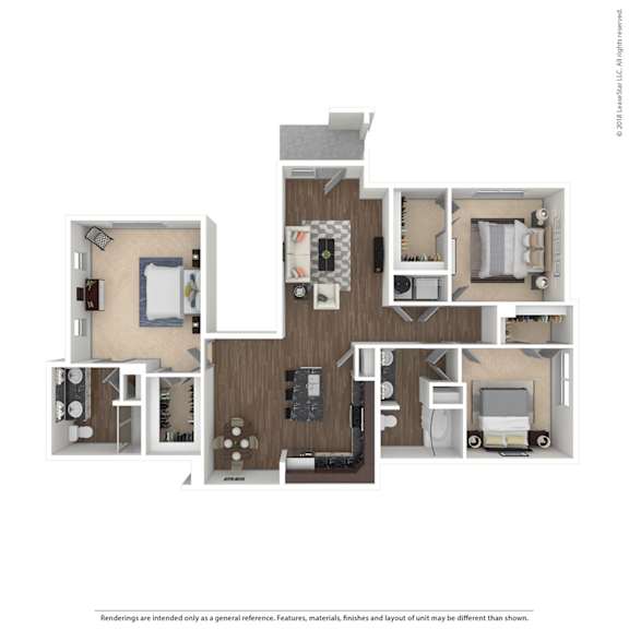 A floor plan of a house with a kitchen, living room, and two bedrooms.