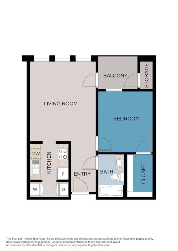 A floor plan of a house with a living room, kitchen, bathroom, and bedroom.