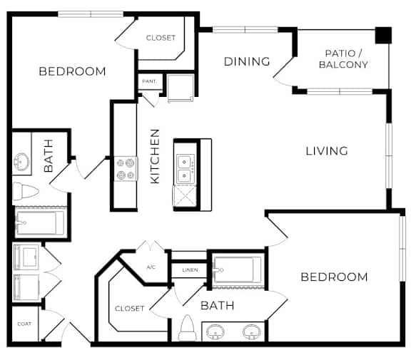 A black and white image of a floor plan for a house.