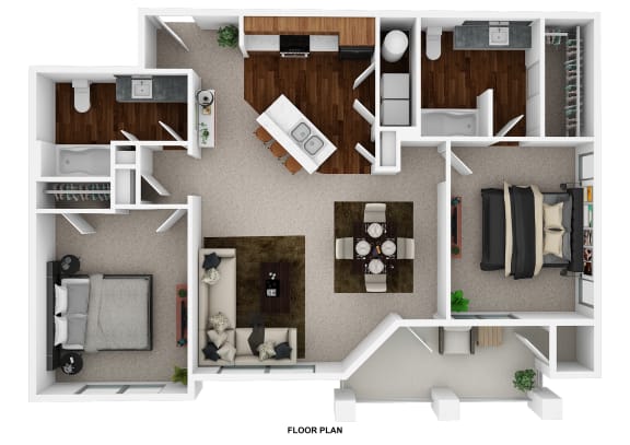 the 1190 sqft kitchen has a large island and a living room