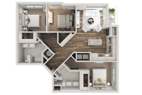 a 1 bedroom floor plan is shown with a bathroom and a living room