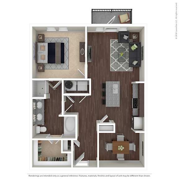 A floor plan of a house with a kitchen, living room, and bathroom.