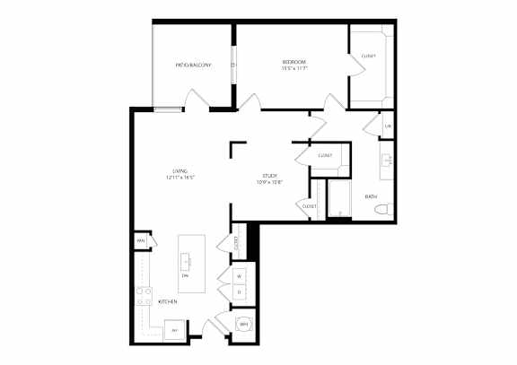 A floor plan of a house with a living room, dining room, kitchen, and bathrooms.