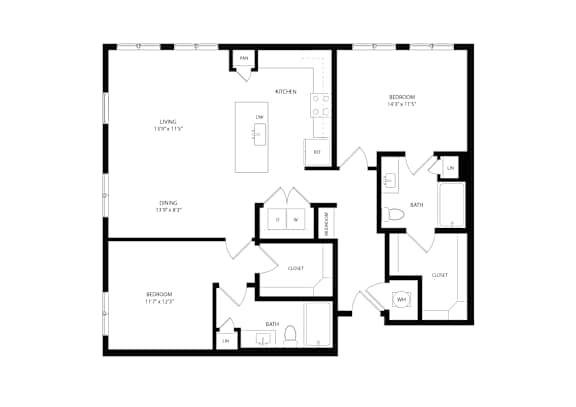 A black and white image of a floor plan for a house.