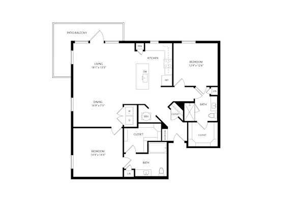 A black and white image of a floor plan for a house.