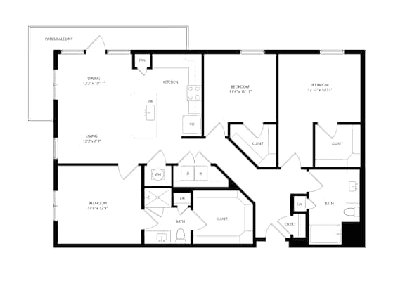 A black and white image of a floor plan for a house.