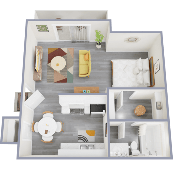 a floor plan of a one bedroom apartment with a bathroom and living room