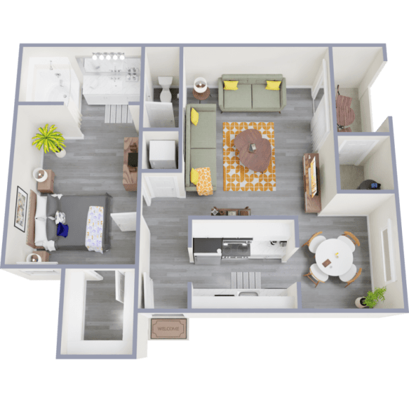 a floor plan of a two bedroom apartment with a living room and dining room