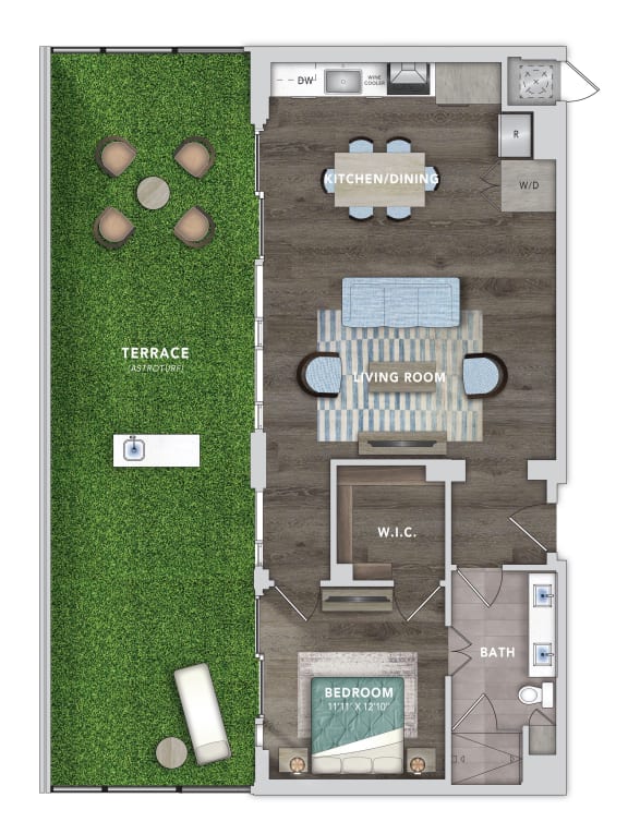 A13 1 Bedroom Floor Plan