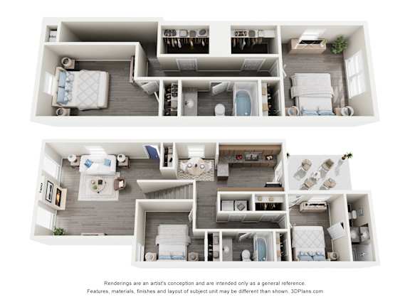 A set of four images showing different floor plans of a house.