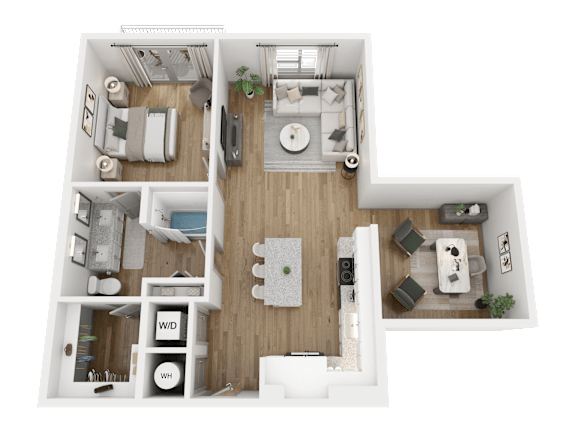 A top-down view of a house layout with labeled rooms.
