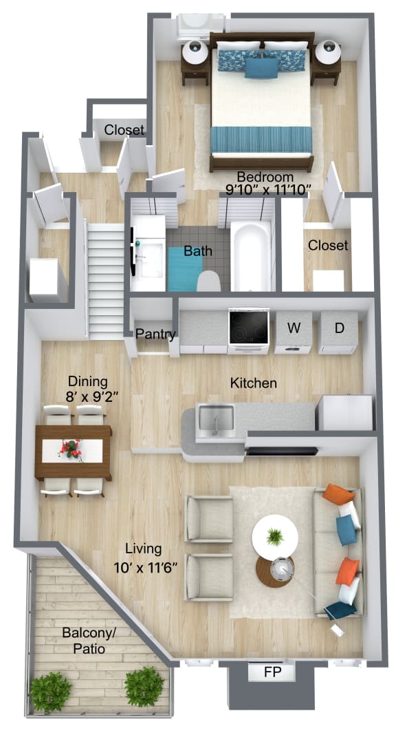 a floor plan of a house with a bedroom and a living room