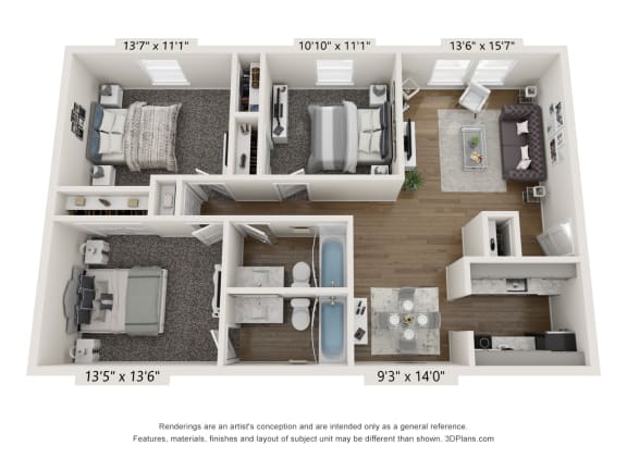 three bedroom
